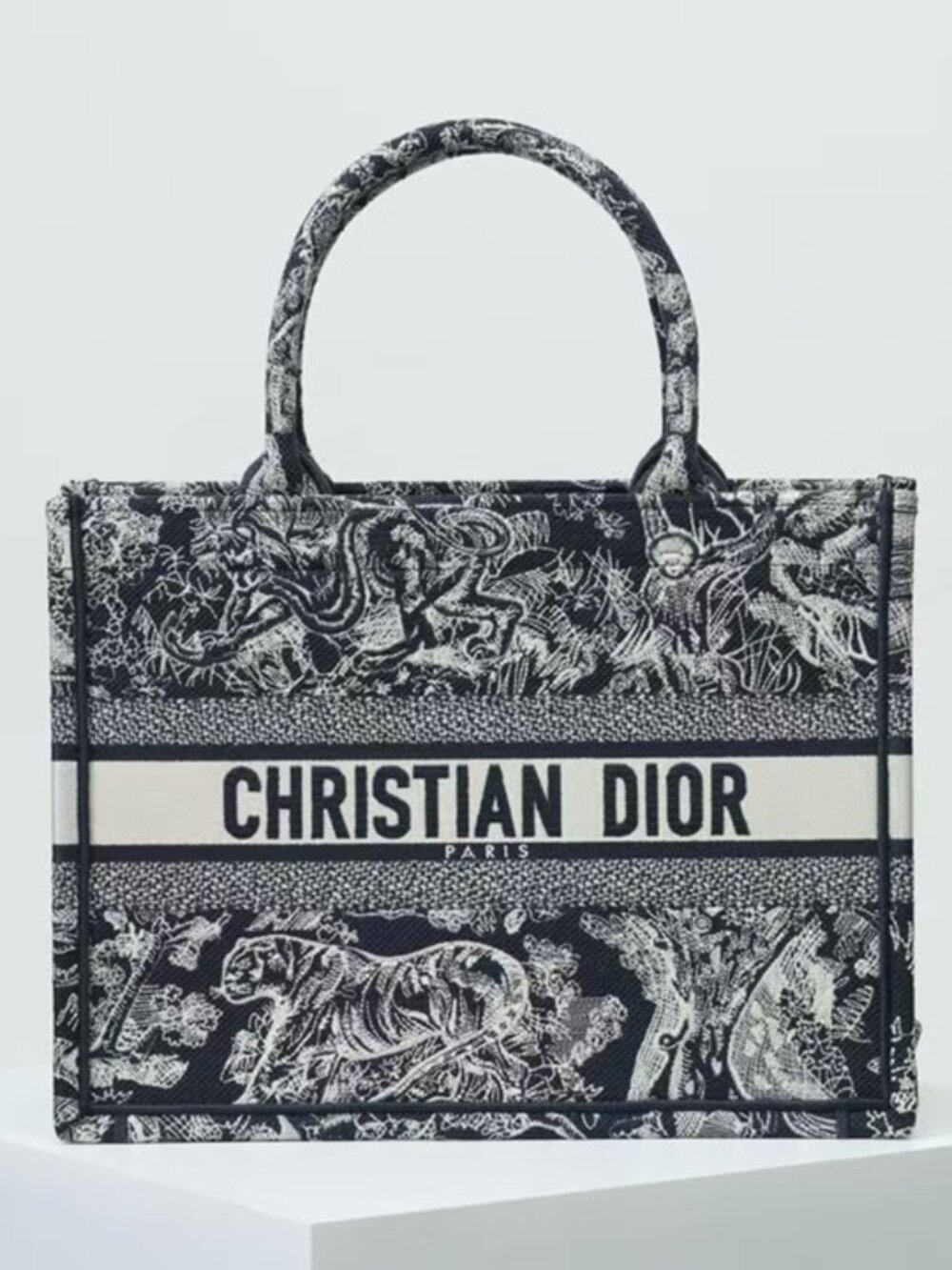 Dior Book Tote Embroidered Landscape Pattern Large Tote Handbag